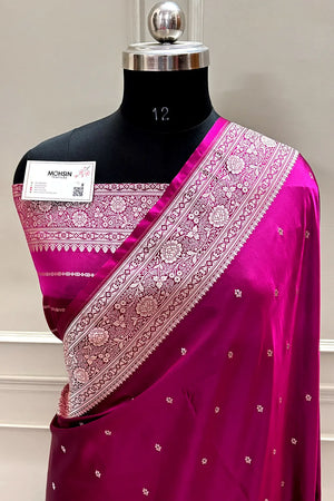 Magenta Zari Katan Silk Banarasi Saree