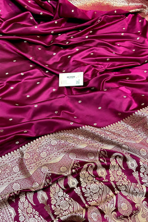 Magenta Zari Katan Silk Banarasi Saree