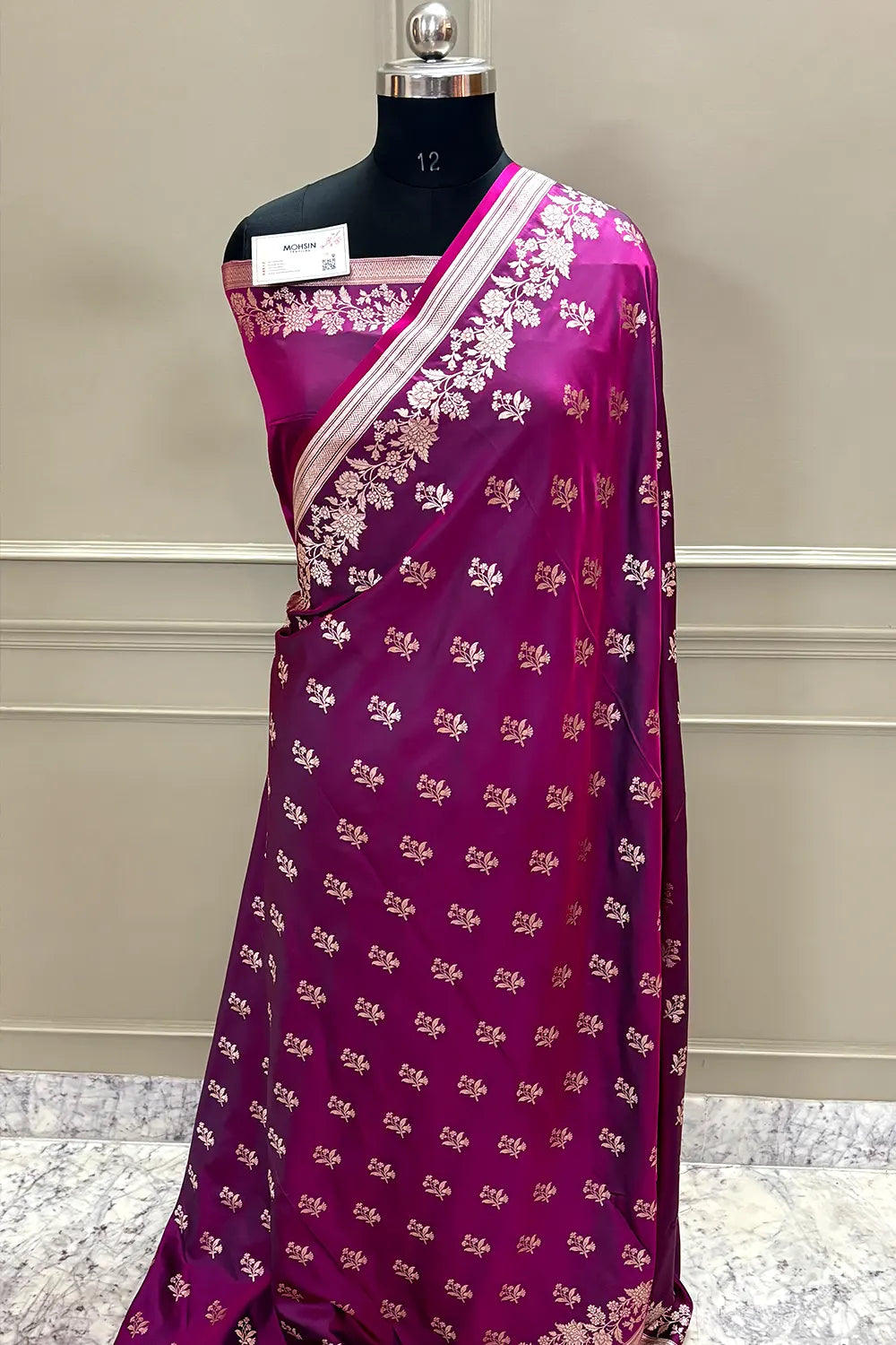Magenta Zari Katan Silk Banarasi Saree