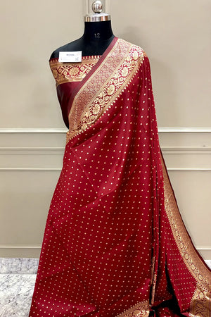 Maroon Banarasi Silk Saree