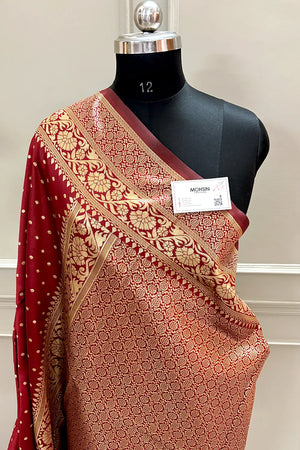 Maroon Banarasi Silk Saree