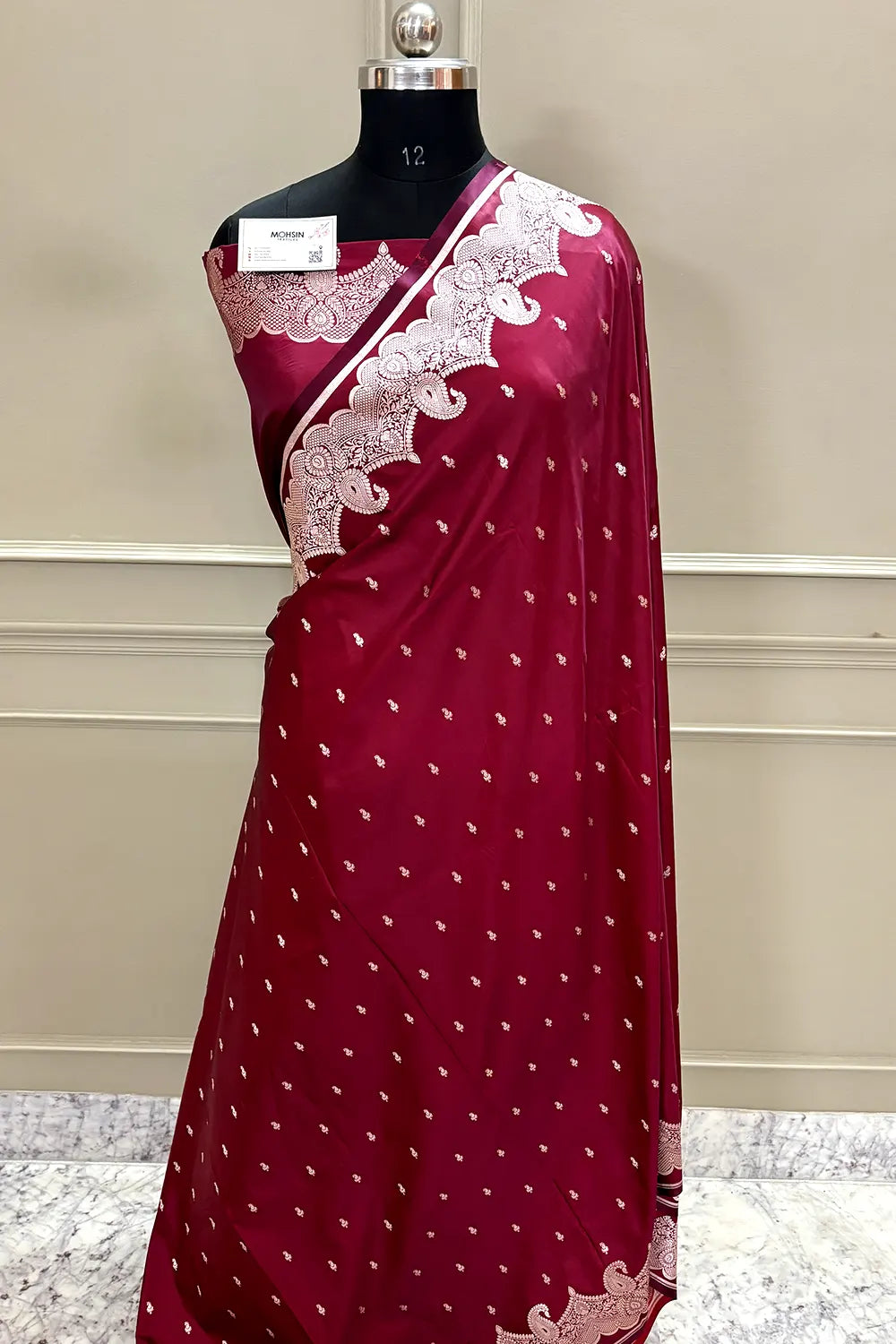 Maroon Deepak Buti Katan Silk Banarasi Saree