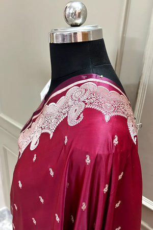 Maroon Deepak Buti Katan Silk Banarasi Saree