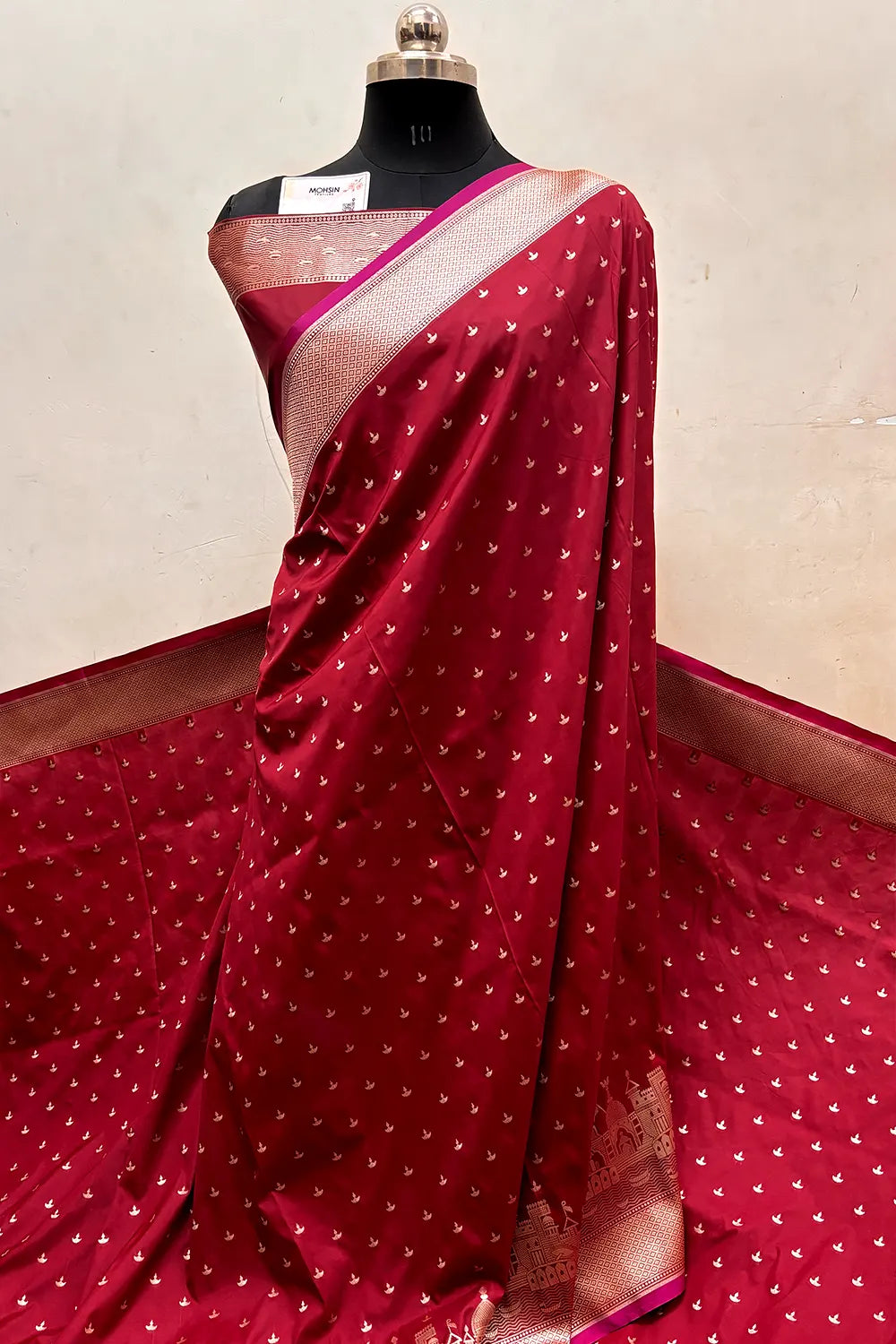 Maroon Diwali Ghat Katan Silk Banarasi Saree