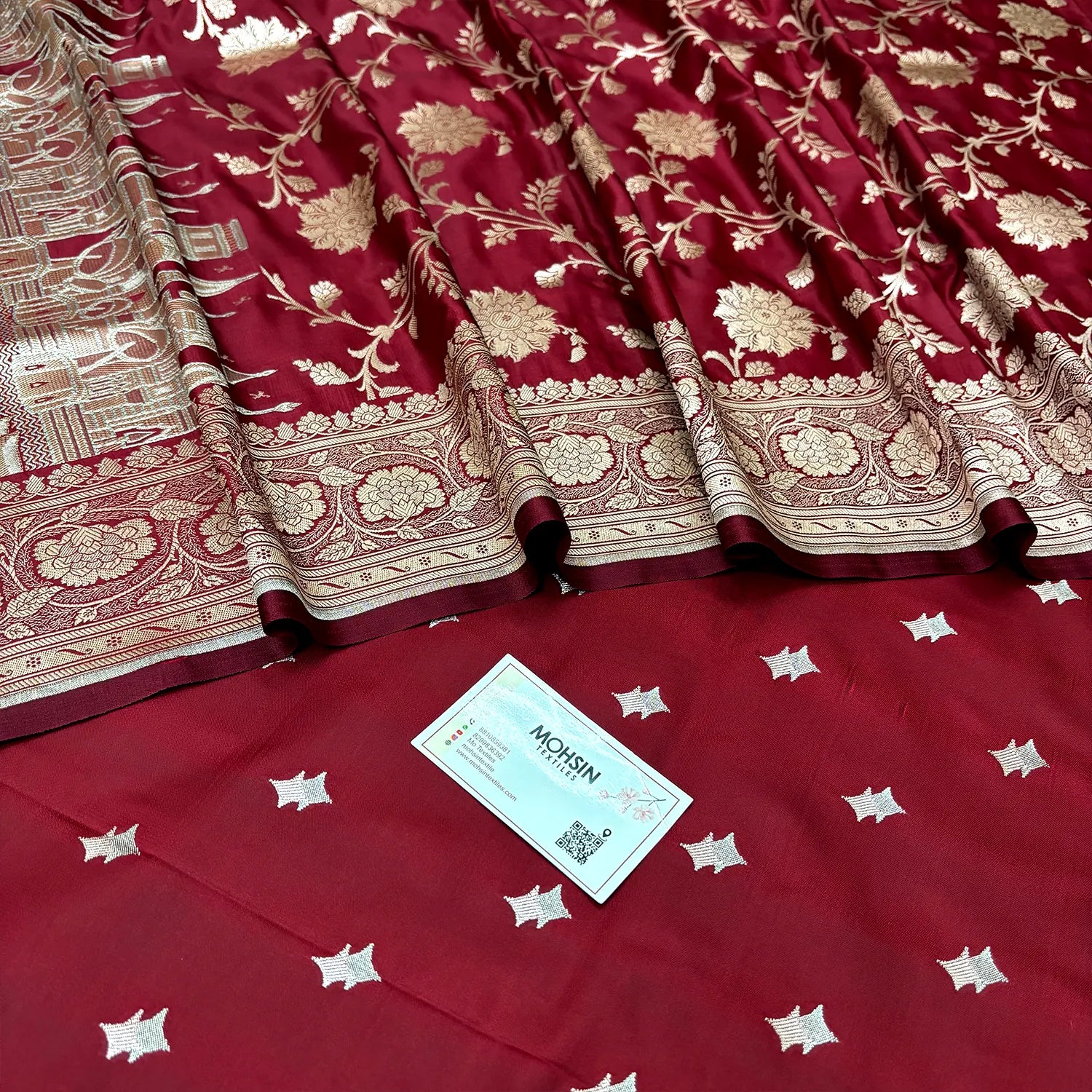 Maroon Ganga Ghat Katan Silk Banarasi Suit