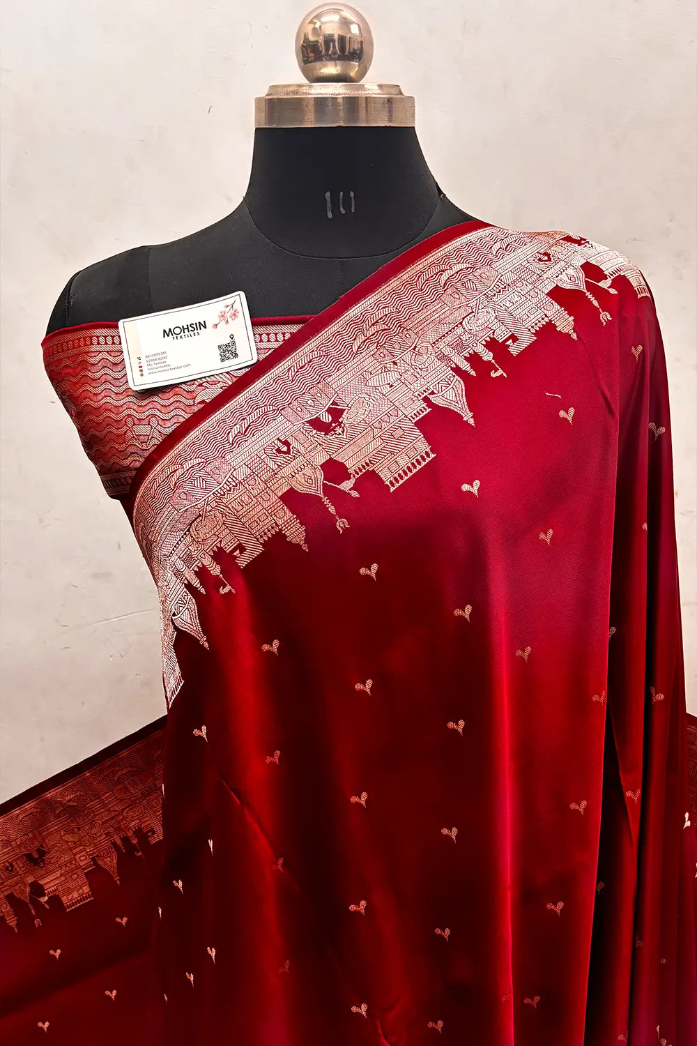 Maroon Garhwa Ghat Katan Silk Banarasi Saree