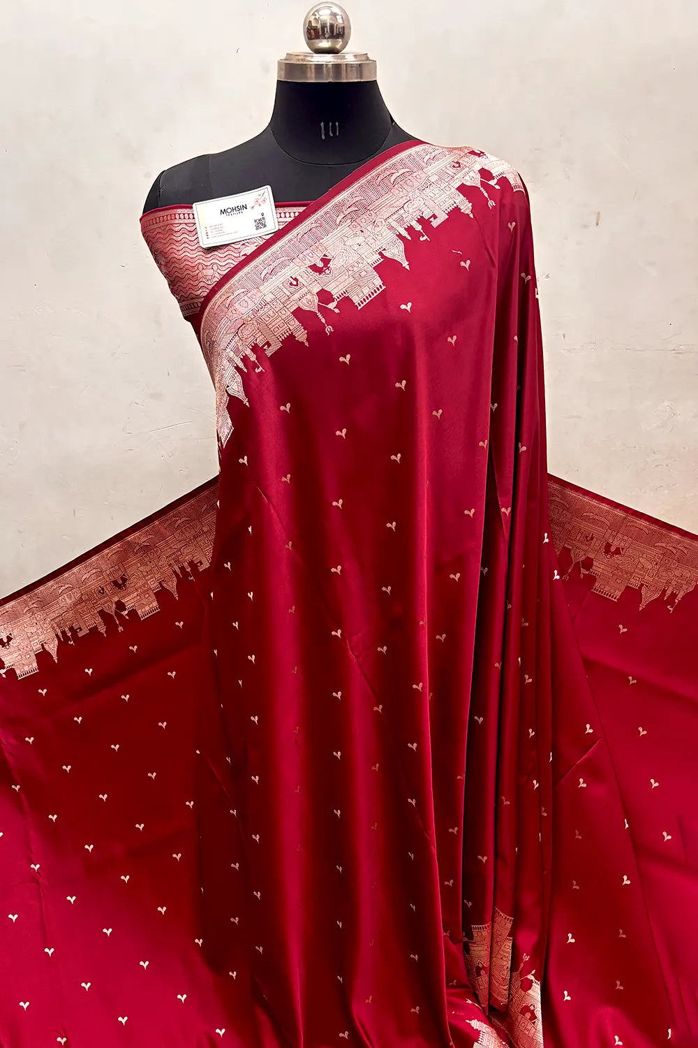 Maroon Garhwa Ghat Katan Silk Banarasi Saree