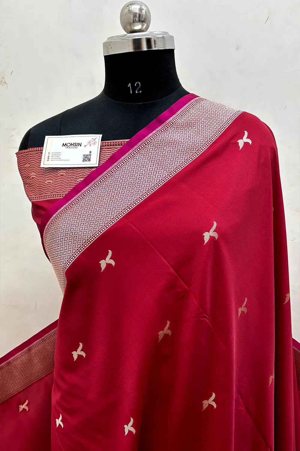 Maroon Ghat Katan Silk Banarasi Saree