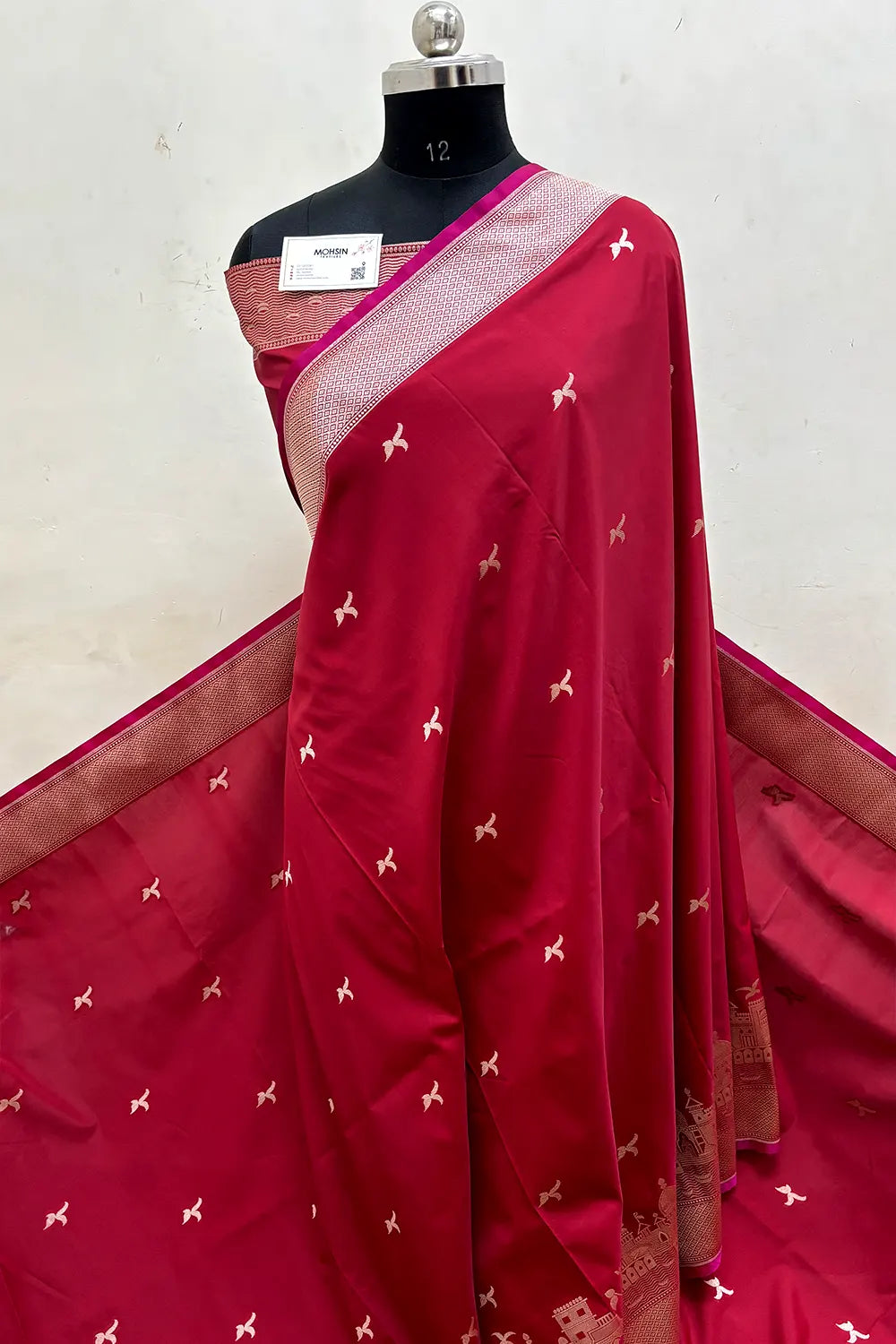 Maroon Ghat Katan Silk Banarasi Saree