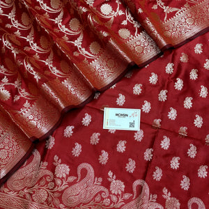 Maroon Godzilla Semi Katan Silk Banarasi Suit