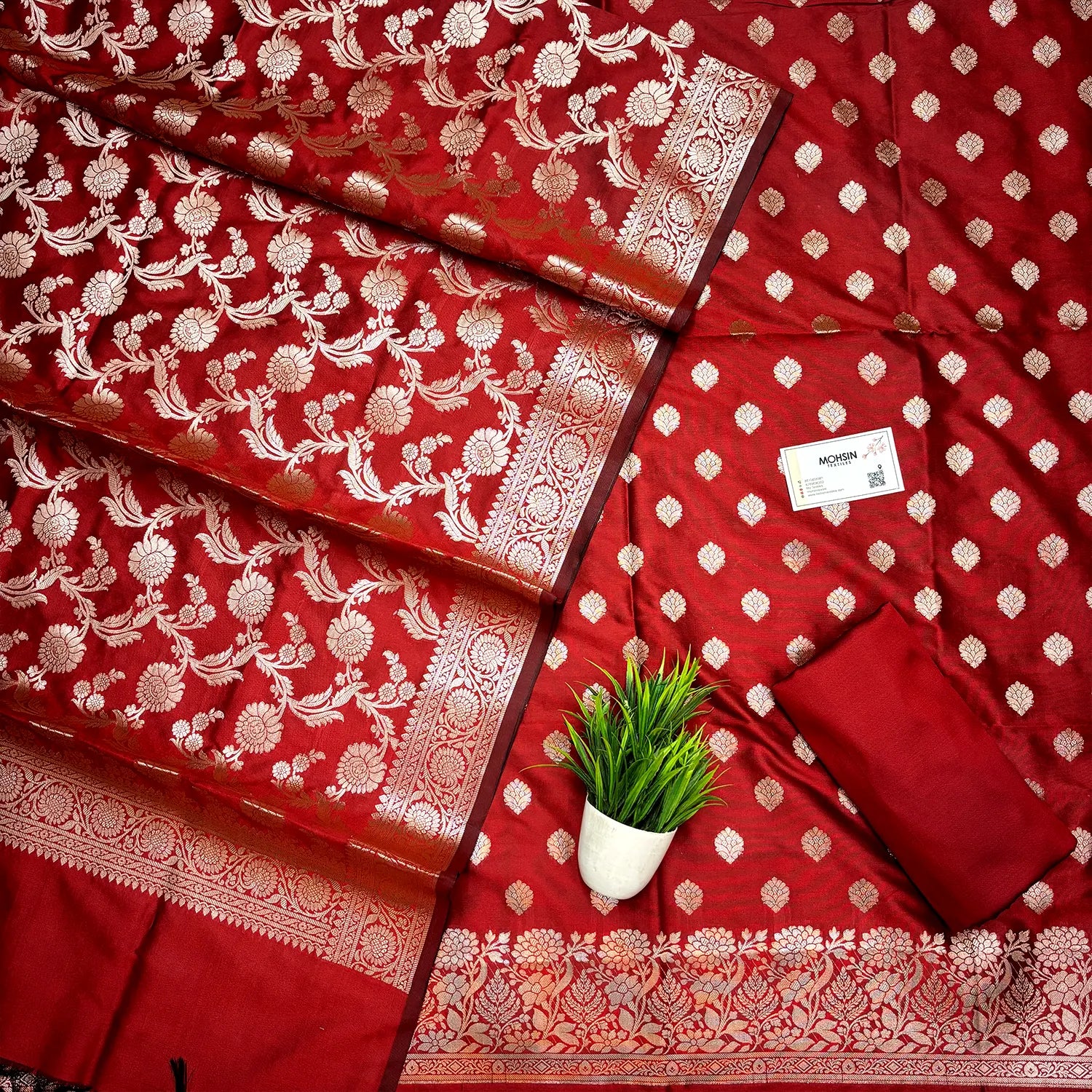 Maroon Kiyari Semi Katan Silk Banarasi Suit