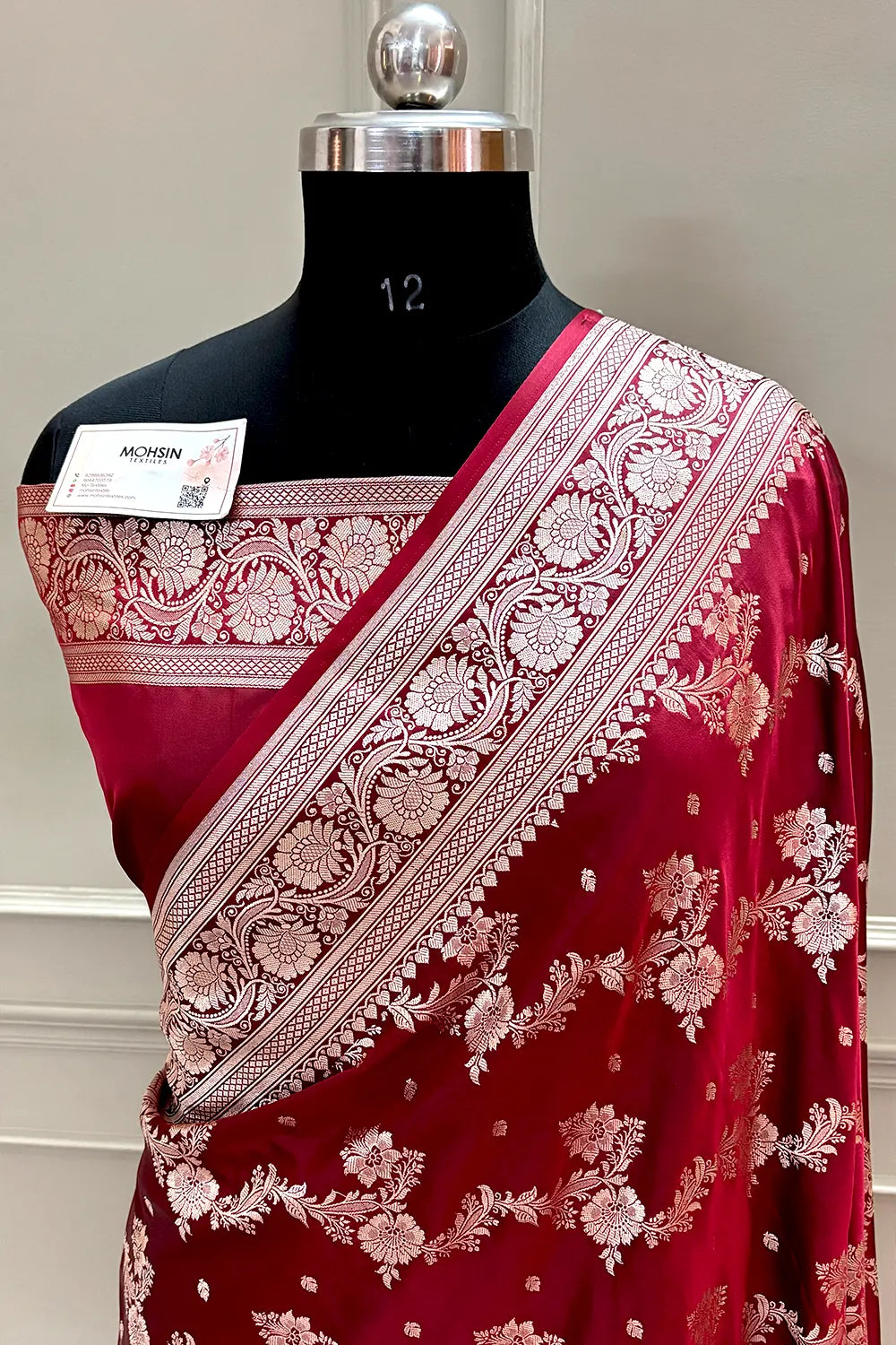 Maroon Papakipari Katan Silk Banarasi Saree
