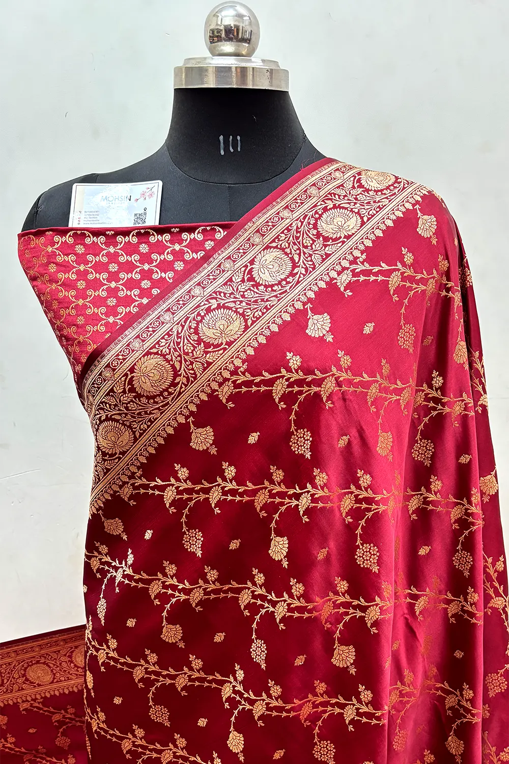 Maroon Railway Katan Satin Silk Banarasi Saree