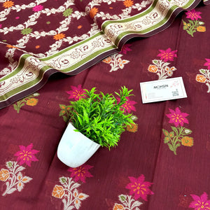 Maroon Resham Banarasi Silk Suit