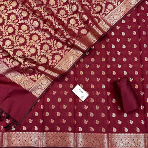 Maroon Resham Banarasi Silk Suit