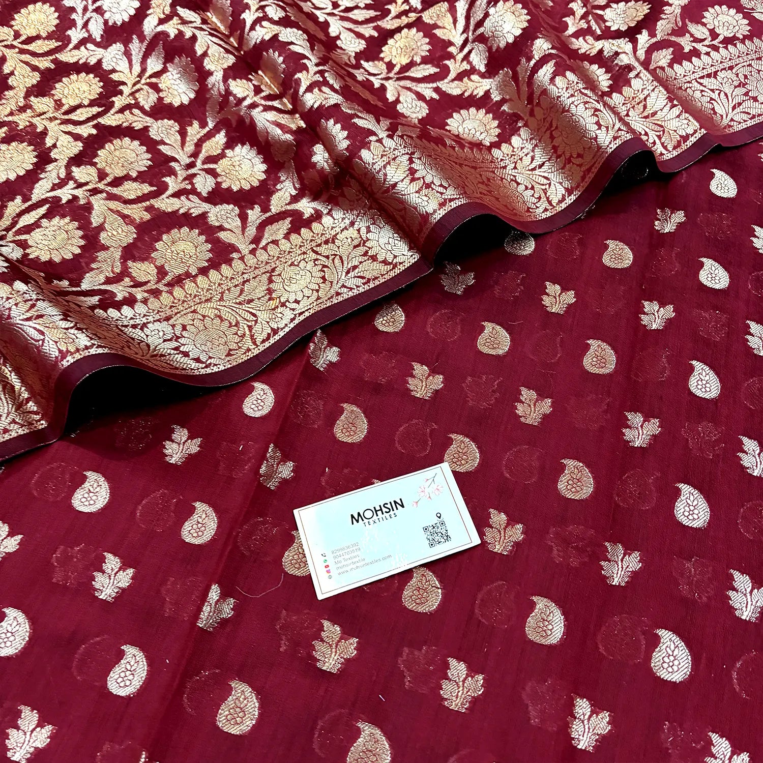 Maroon Resham Banarasi Silk Suit