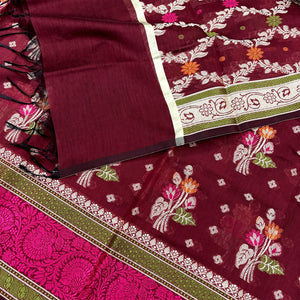 Maroon Resham Banarasi Silk Suit