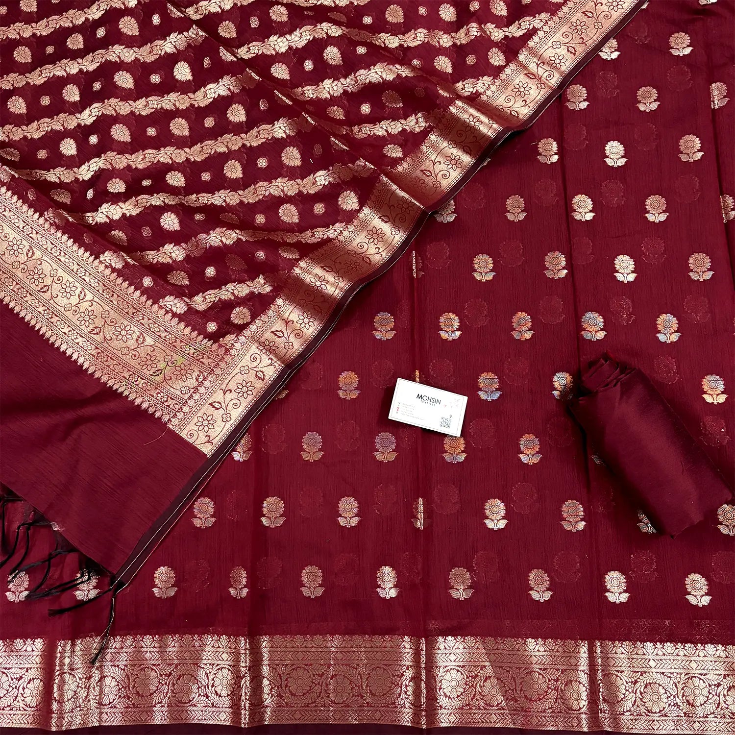 Maroon Resham Banarasi Silk Suit