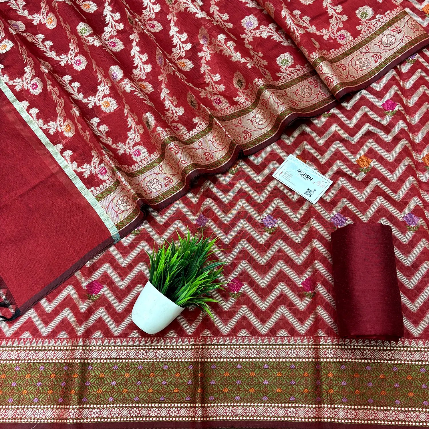 Maroon Resham Banarasi Silk Suit