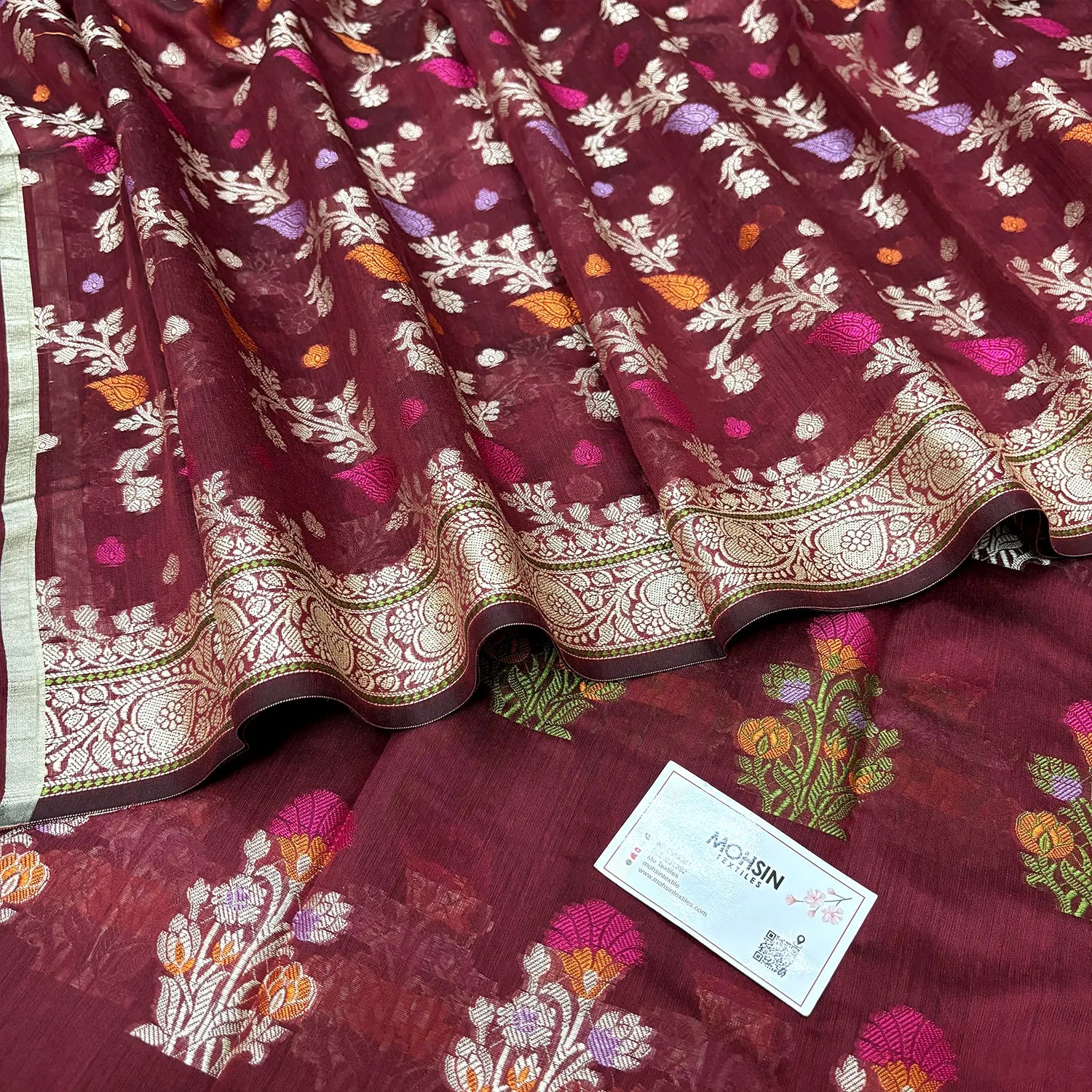 Maroon Resham Banarasi Silk Suit