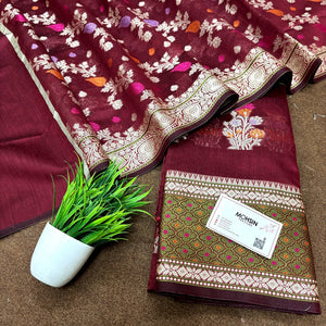 Maroon Resham Banarasi Silk Suit