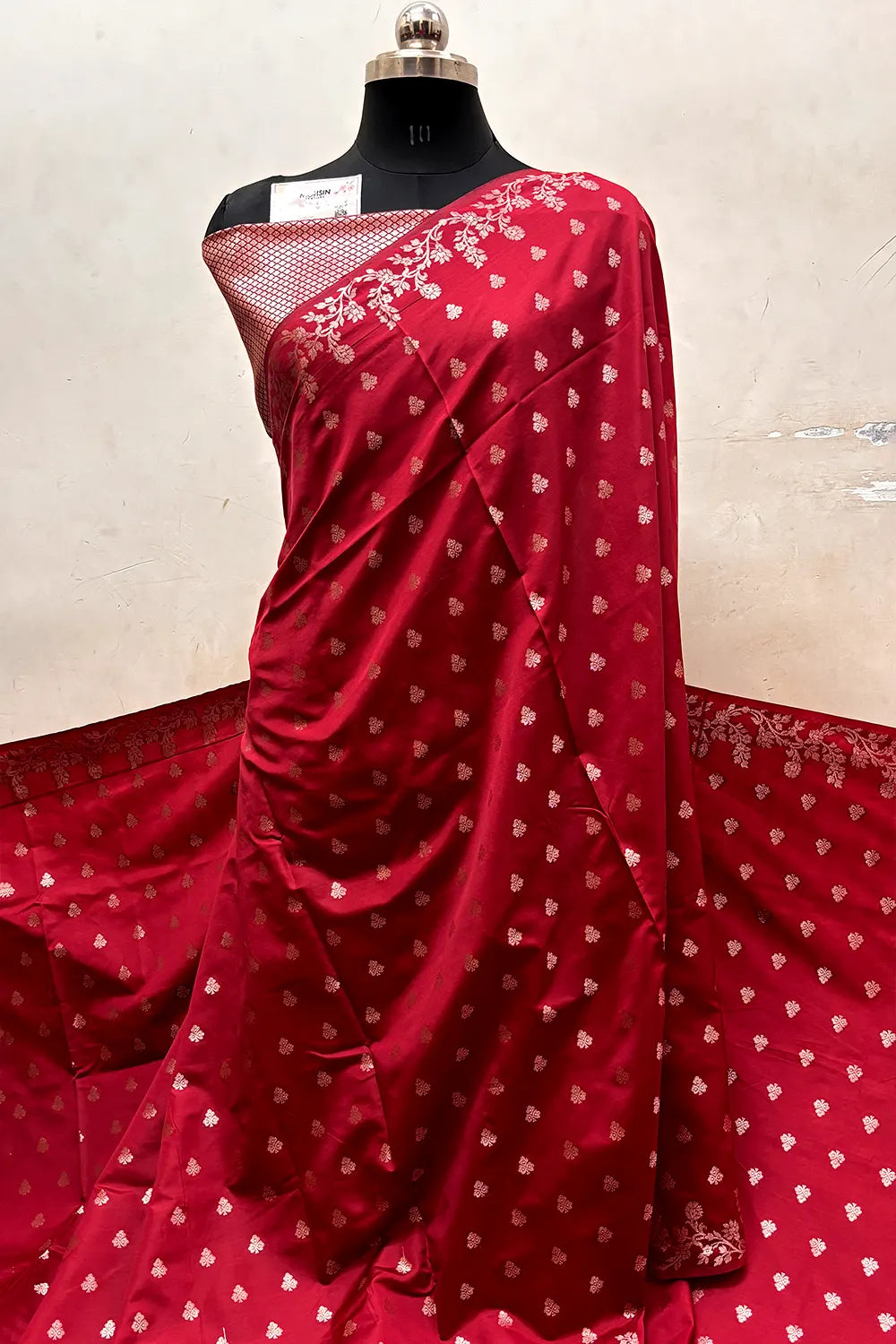 Maroon Semi Katan Silk Banarasi Saree