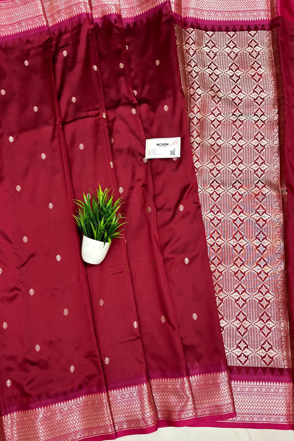 Maroon Semi Katan Silk Banarasi Saree