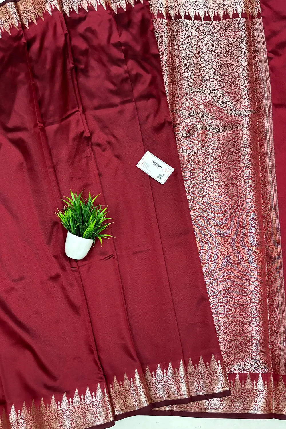 Maroon Semi Katan Silk Banarasi Saree