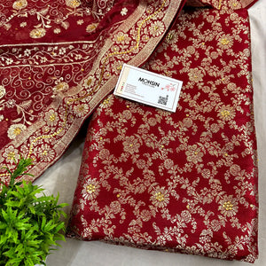 Maroon Stone Work Kimkhab Silk Banarasi Gharara
