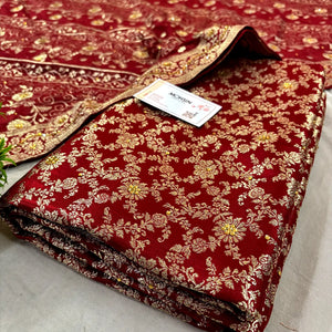Maroon Stone Work Kimkhab Silk Banarasi Gharara
