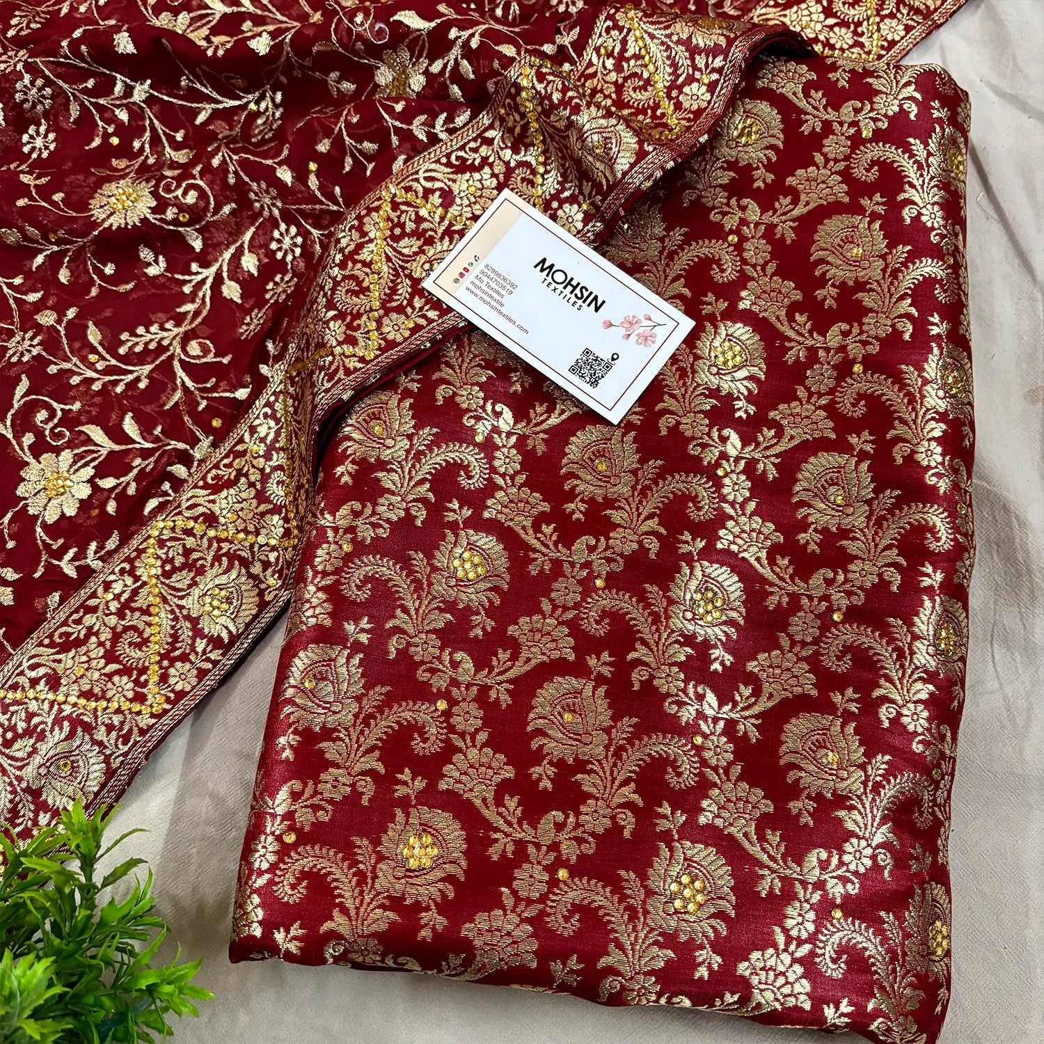 Maroon Stone Work Kimkhab Silk Banarasi Gharara