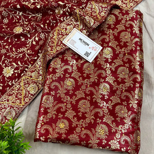 Maroon Stone Work Kimkhab Silk Banarasi Gharara