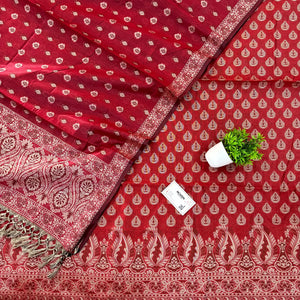 Maroon Surahi Buti Cotton Silk Banarasi Suit