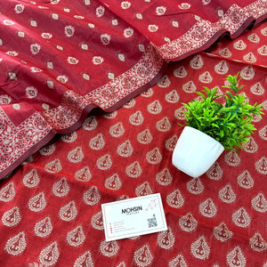 Maroon Surahi Buti Cotton Silk Banarasi Suit