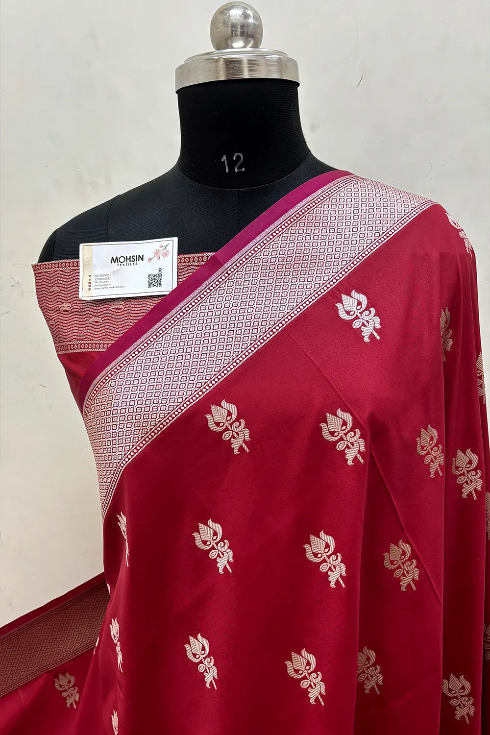 Maroon Trishul Ghat Katan Silk Banarasi Saree