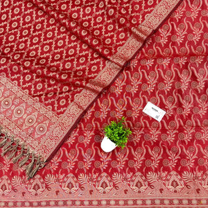 Maroon Yoga Jaal Cotton Silk Banarasi Suit