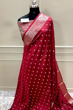 Maroon Zari Banarasi Silk Saree