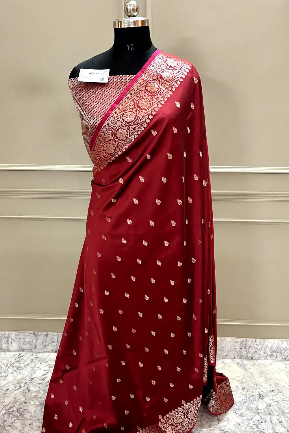 Maroon Zari Banarasi Silk Saree