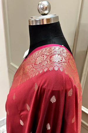 Maroon Zari Banarasi Silk Saree