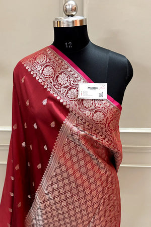 Maroon Zari Banarasi Silk Saree