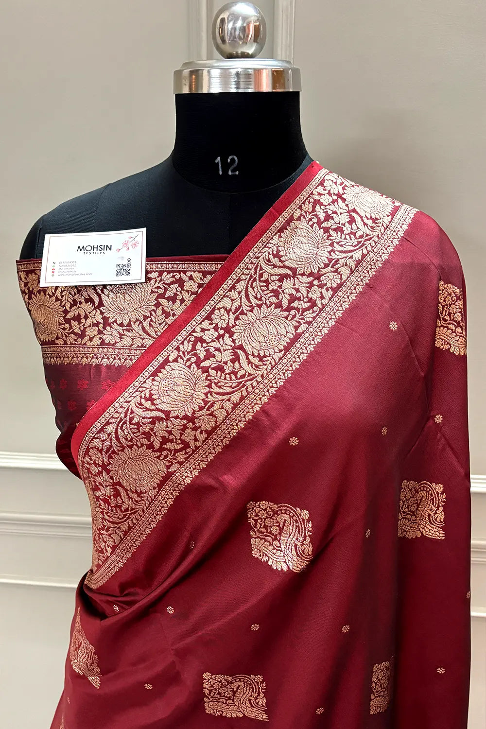 Maroon Zari Banarasi Silk Saree