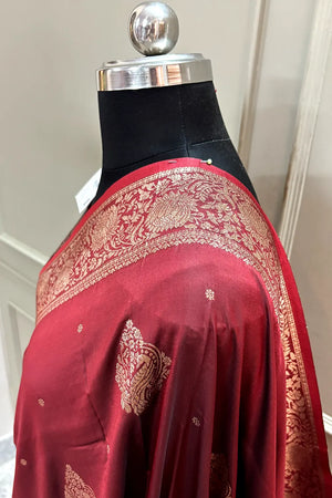 Maroon Zari Banarasi Silk Saree