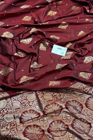 Maroon Zari Banarasi Silk Saree