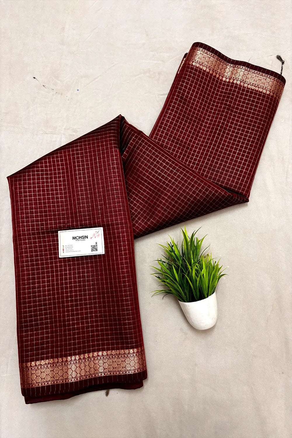 Maroon Zari Chanderi Silk Banarasi Saree