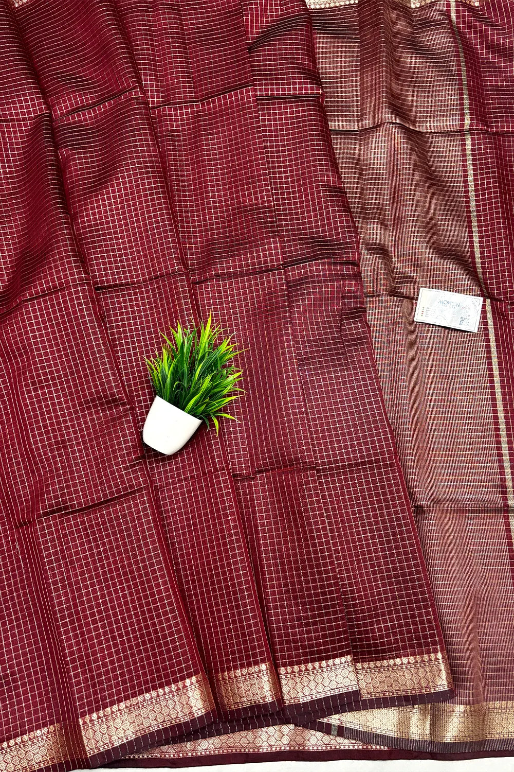 Maroon Zari Chanderi Silk Banarasi Saree