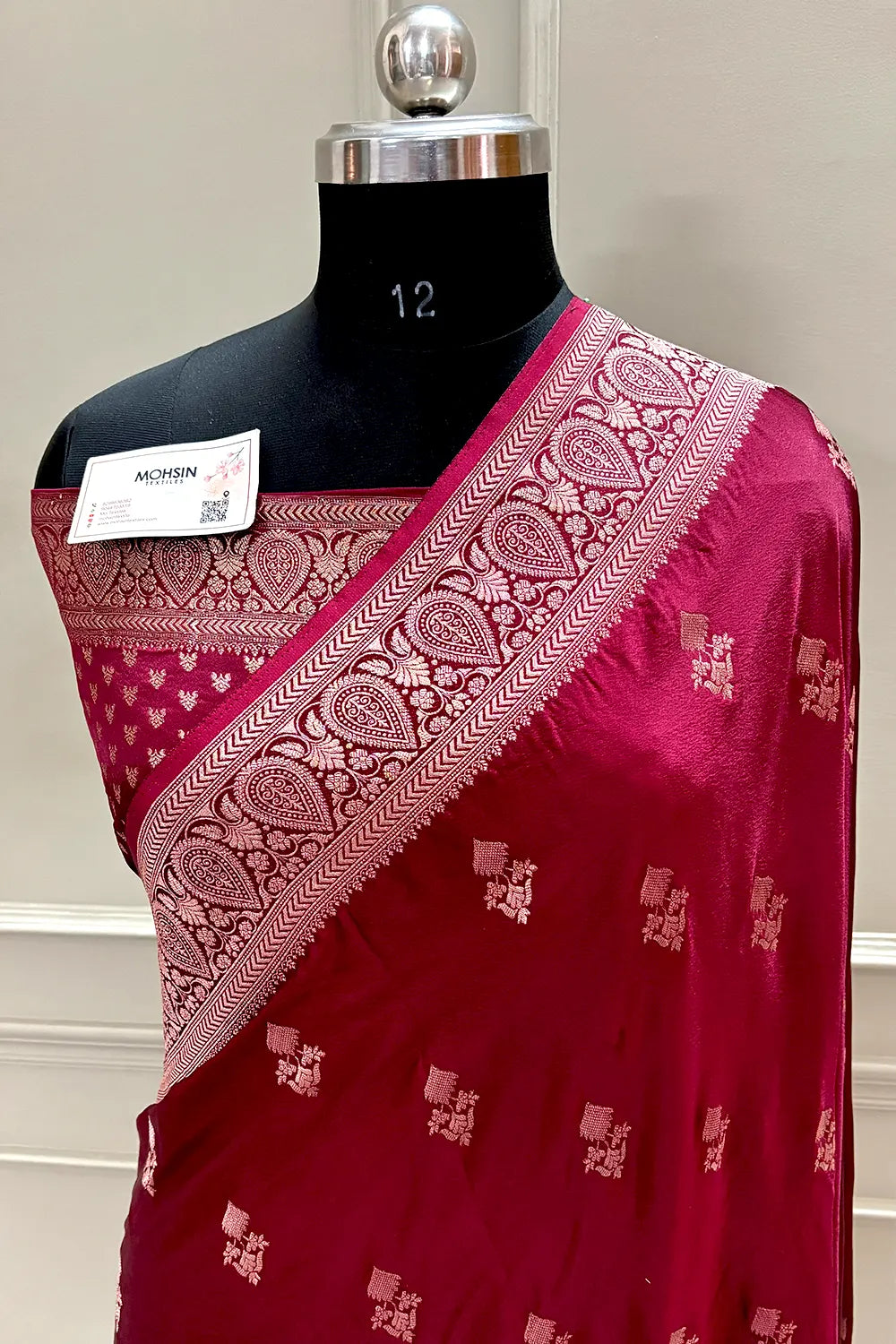 Maroon Zari Georgette Silk Banarasi Saree
