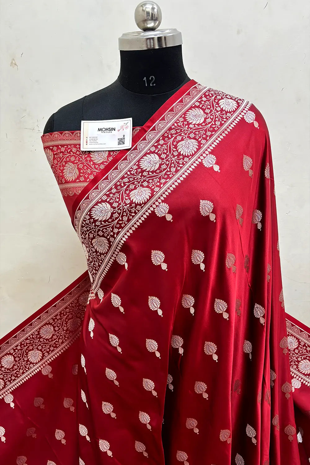 Maroon Zari Katan Mashru Silk Banarasi Saree