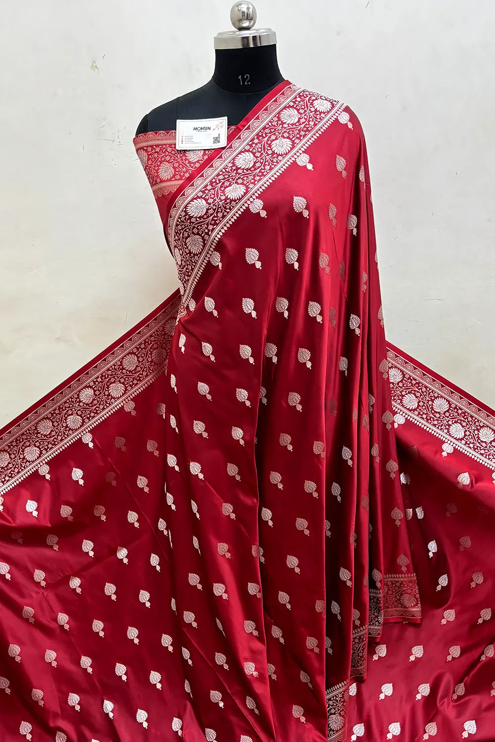 Maroon Zari Katan Mashru Silk Banarasi Saree