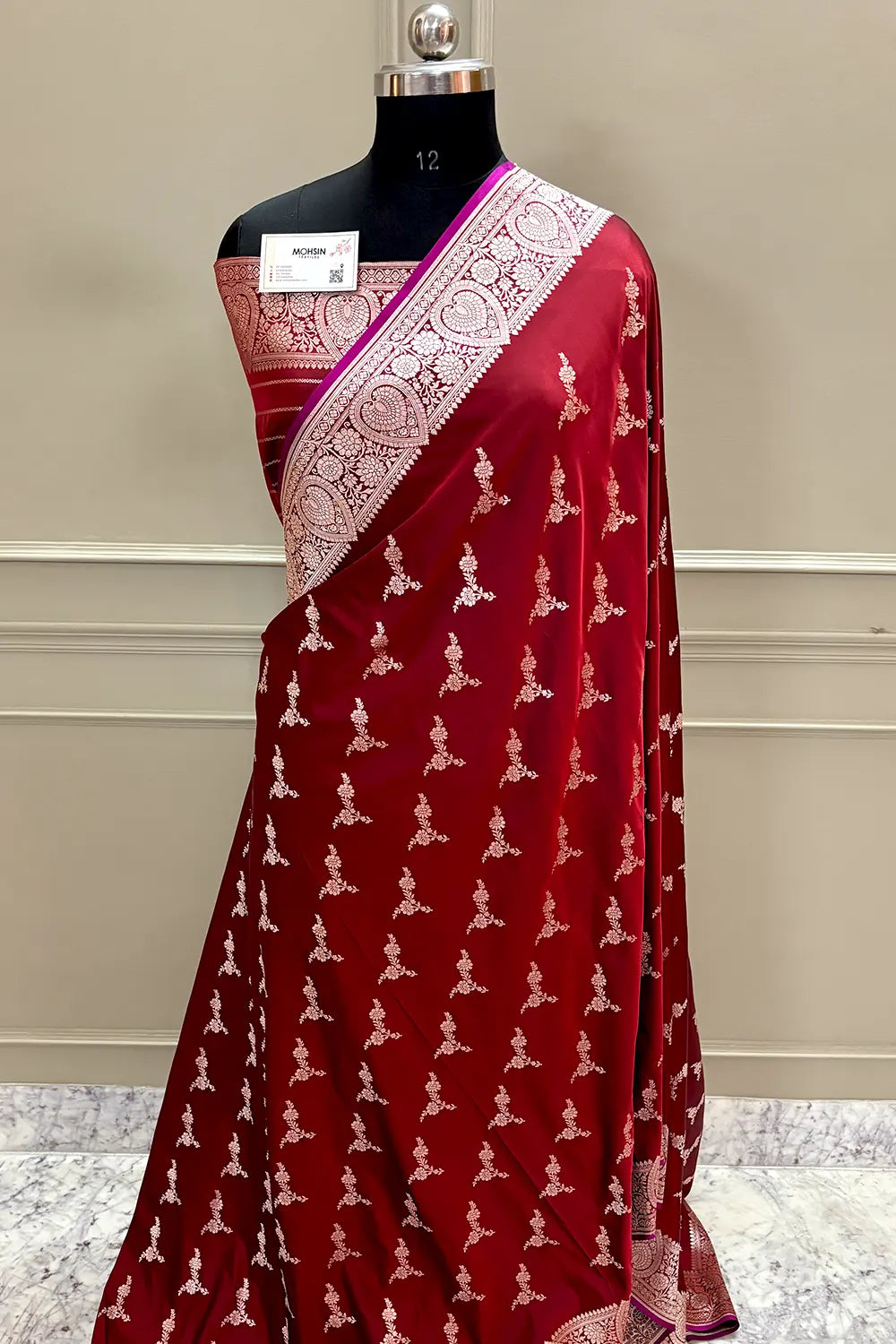 Maroon Zari Katan Silk Banarasi Saree