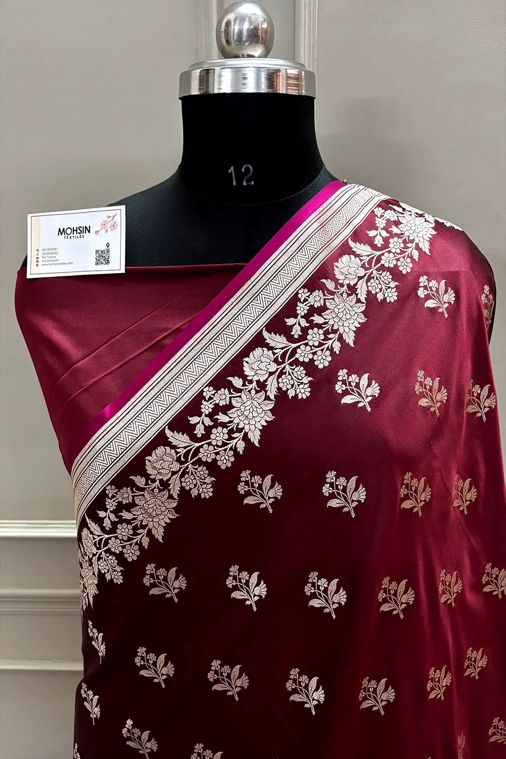 Maroon Zari Katan Silk Banarasi Saree